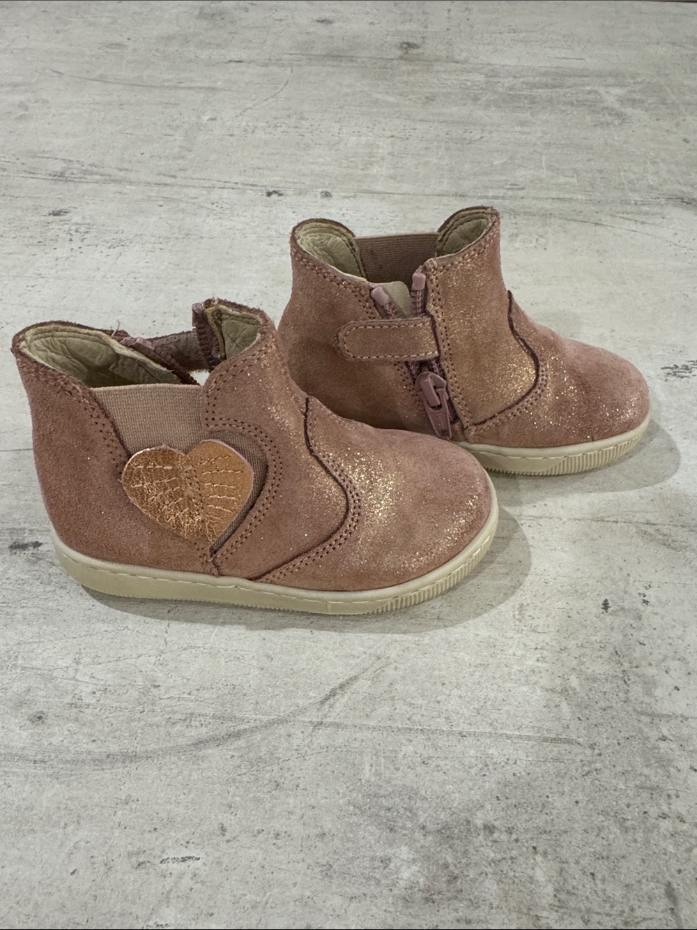 Falcotto (Naturino) Glitter Heart Ankle Boots - Dusty Pink